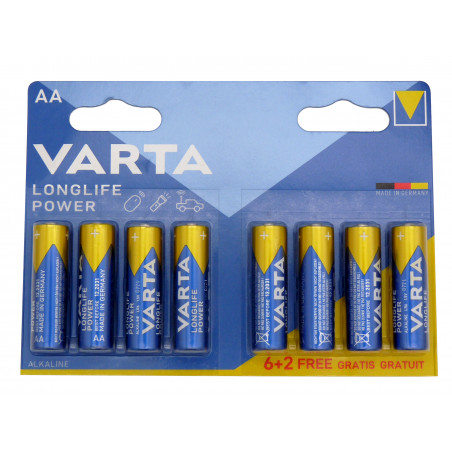 Blister de 8 piles + 2 gratuites VARTA LR6 - AA - High Energy/ Longlife - Alcaline - 1.5V