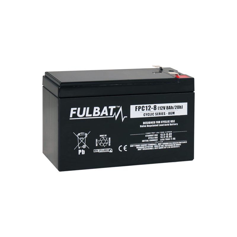 Batterie Plomb Cyclage FPC12-8 - 12V - 8Ah - UL94.FR – FULBAT